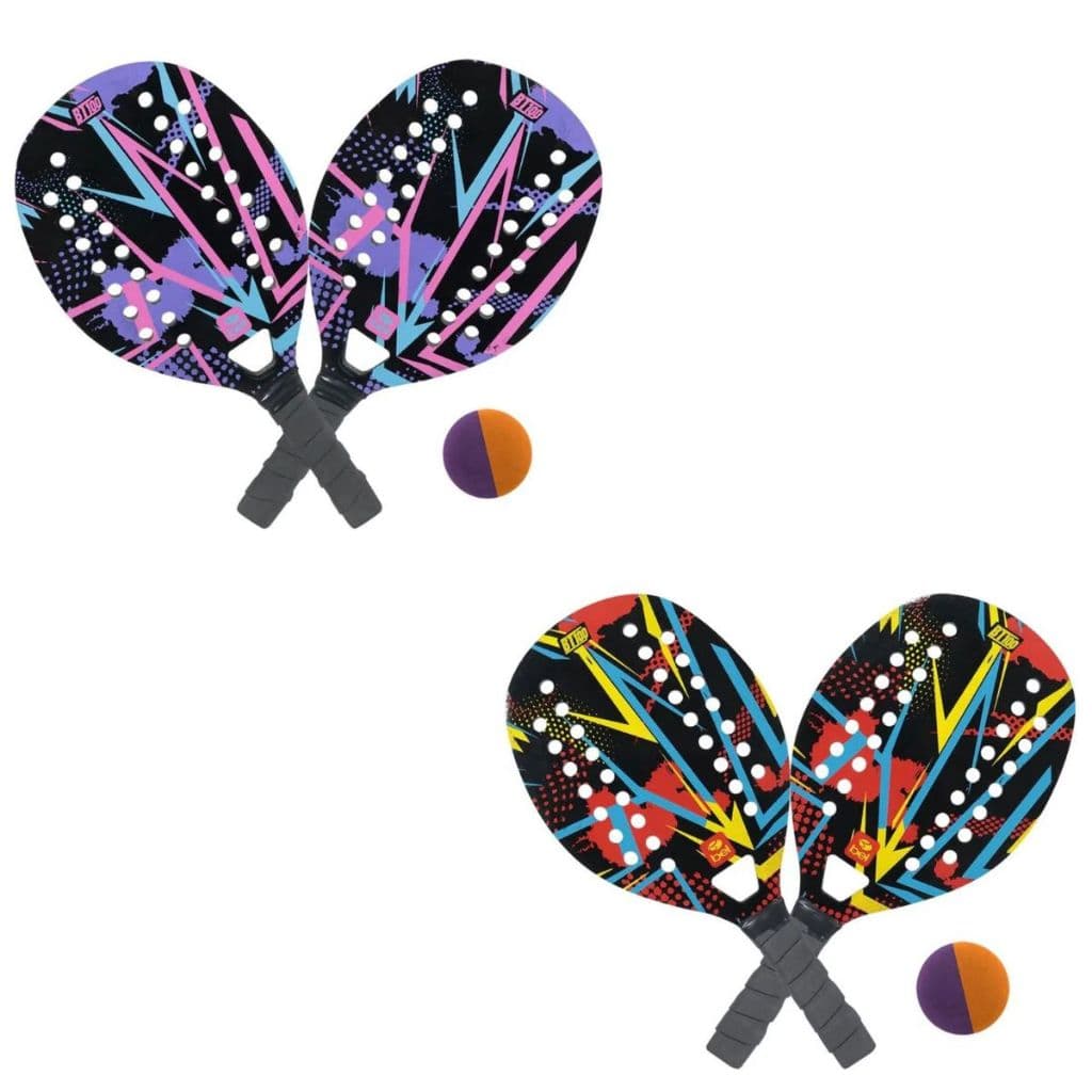 Kit 2 Raquetes Beach Tennis de Madeira 1 Bolinha para Iniciantes Belfix