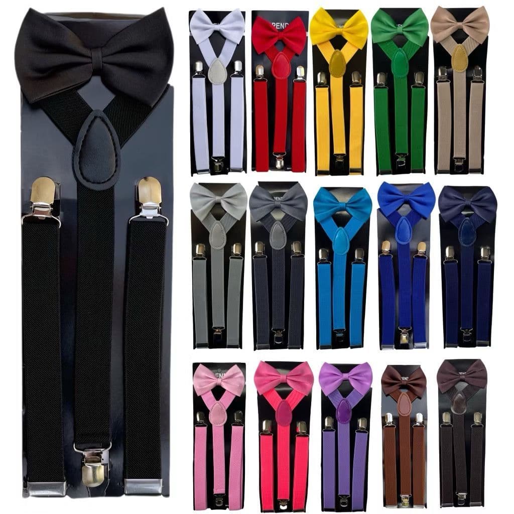 Kit 5  Suspensório + Gravata Borboleta Para Adulto Unissex Casamento Eventos