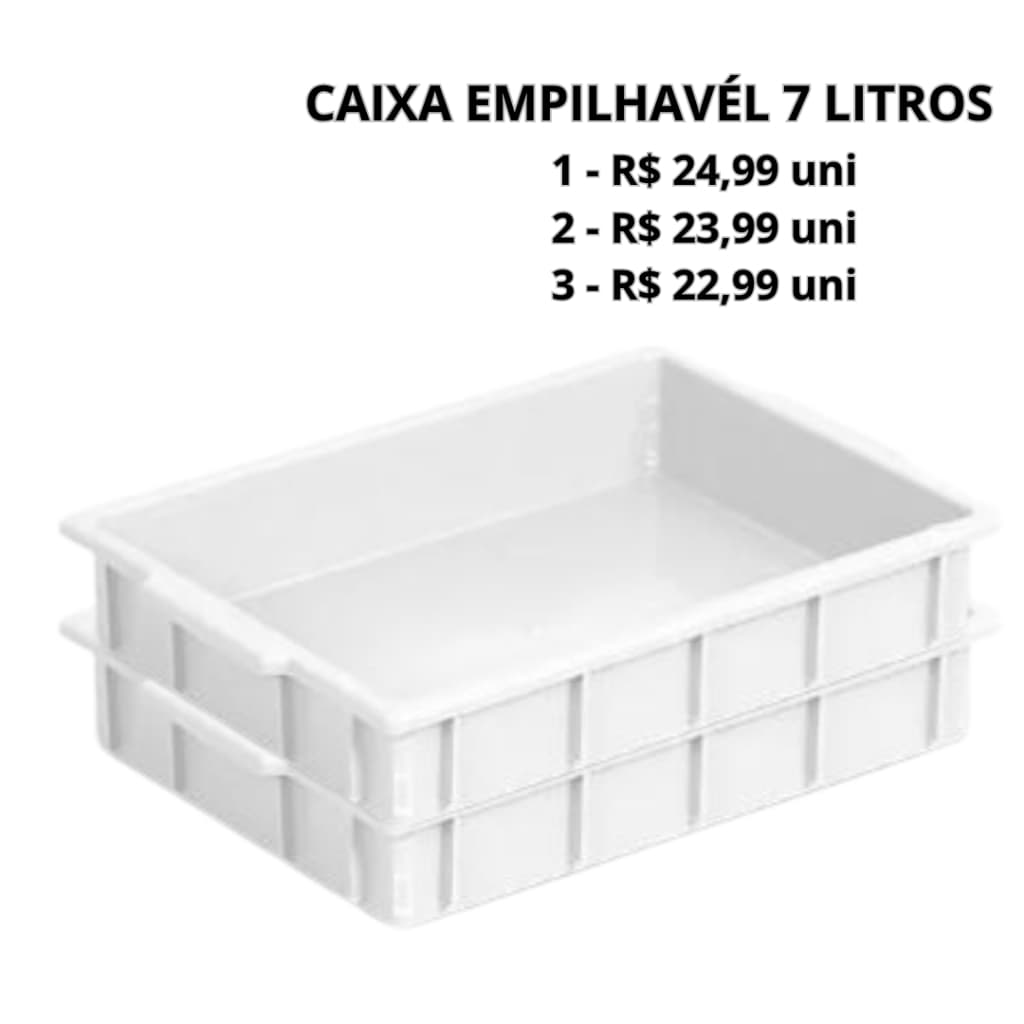 Caixa Plástica Organizadora 7 Litros Branco fermentação de massas , pizzas, salgados - plasconex