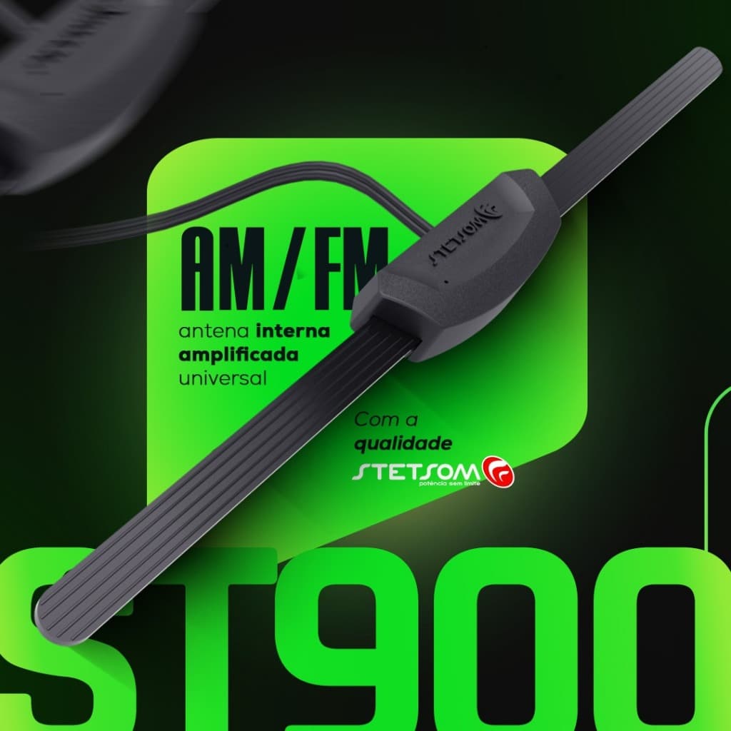 Antena Interna automotiva Radio Am Fm veicular Amplificada Para-brisa Para Carro Universal Stetsom