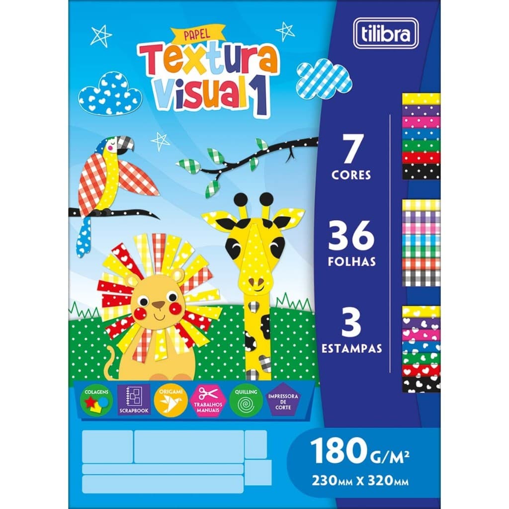 Bloco Papel Color Set Folhas Decoradas Textura Visual c/36 Folhas