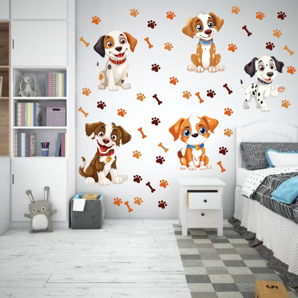 Adesivo Parede Cachorro Patinha Osso Cachorrinho Dog Decoração Lançamento
