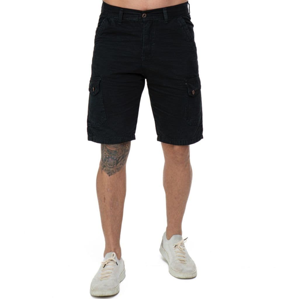 Bermuda Masculina Cargo Preta  Bolso Lateral