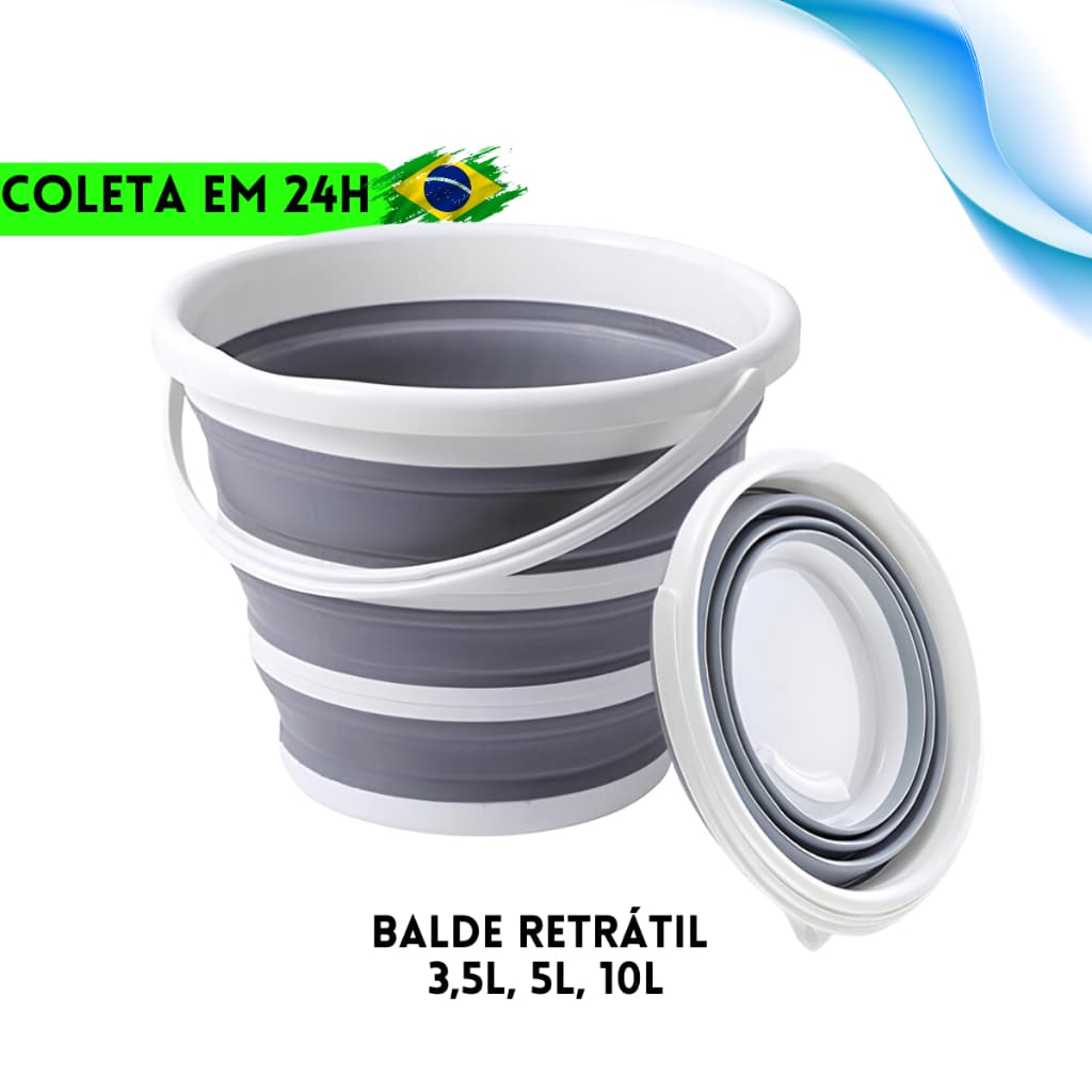 Balde Silicone Dobrável Retrátil Compact Multiuso Casa Lavanderia Apartamento 8/10/12/26L