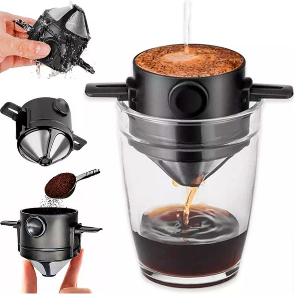 Kit 2 Mini Coador De Passar Café Cafeteira Filtro Reutilizável Aço Inox Individual Para Copo Xícara