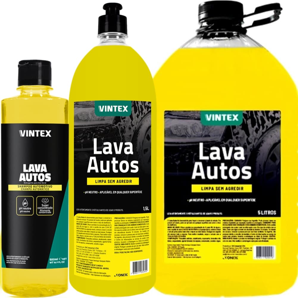 Shampoo Neutro Lava Autos Vintex Detergente Automotivo Concentrado Limpeza Carro Moto Bike Uso Geral