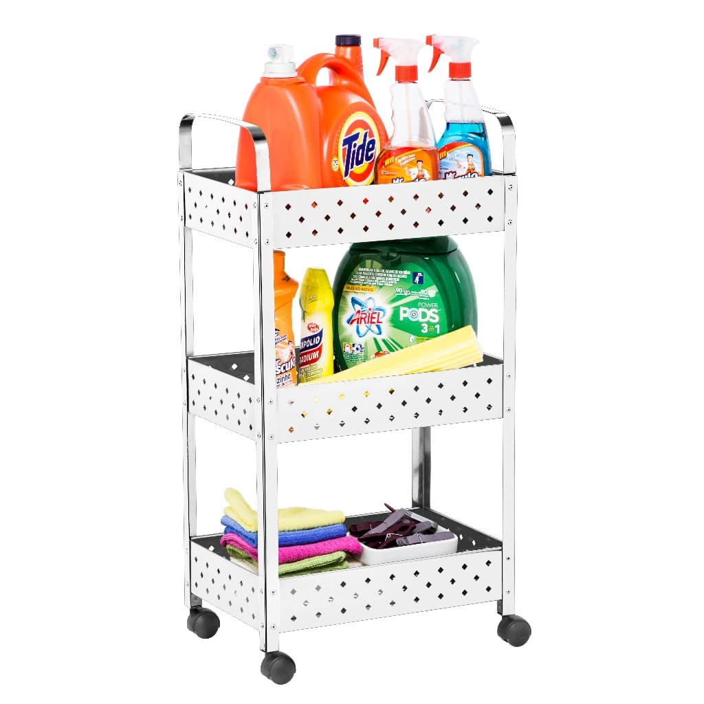 Fruteira Inox De Chão Montado Organizador Organizadora Cesto inox Banheiro Cozinha Lavandeira 3 andares