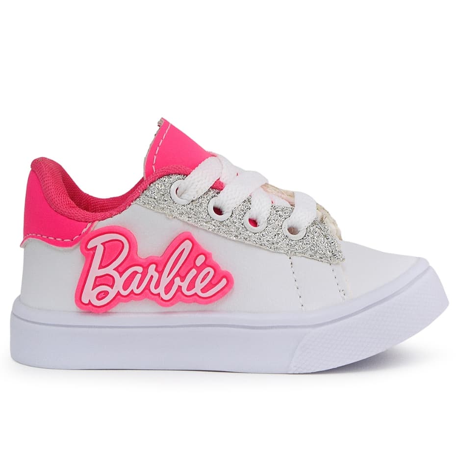 Tênis Infantil Feminino Branco e Rosa Confortável Lançamento para Escola