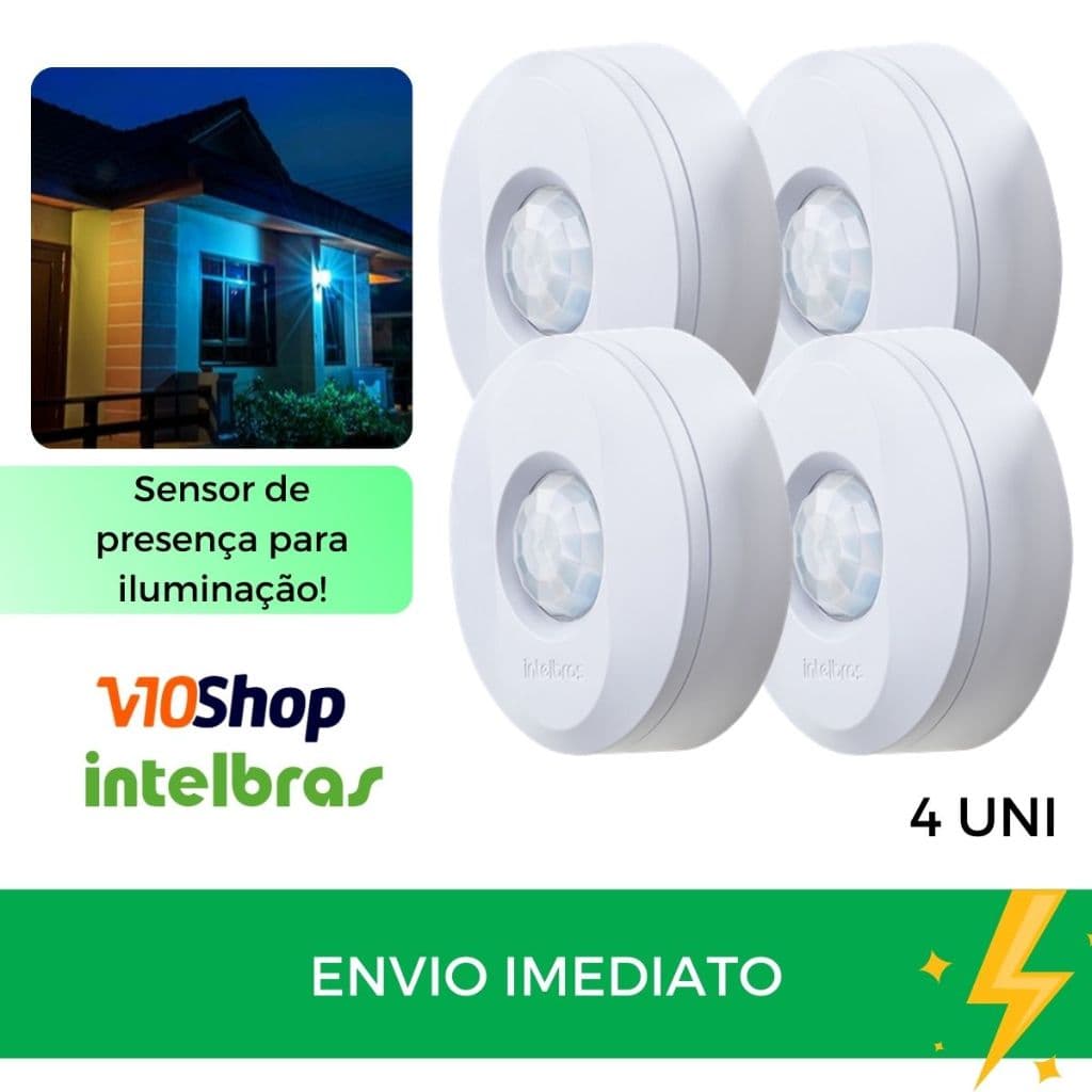 4 Sensor De Presença Iluminação Movimento Espi 360 para Teto para Lampada Intelbras
