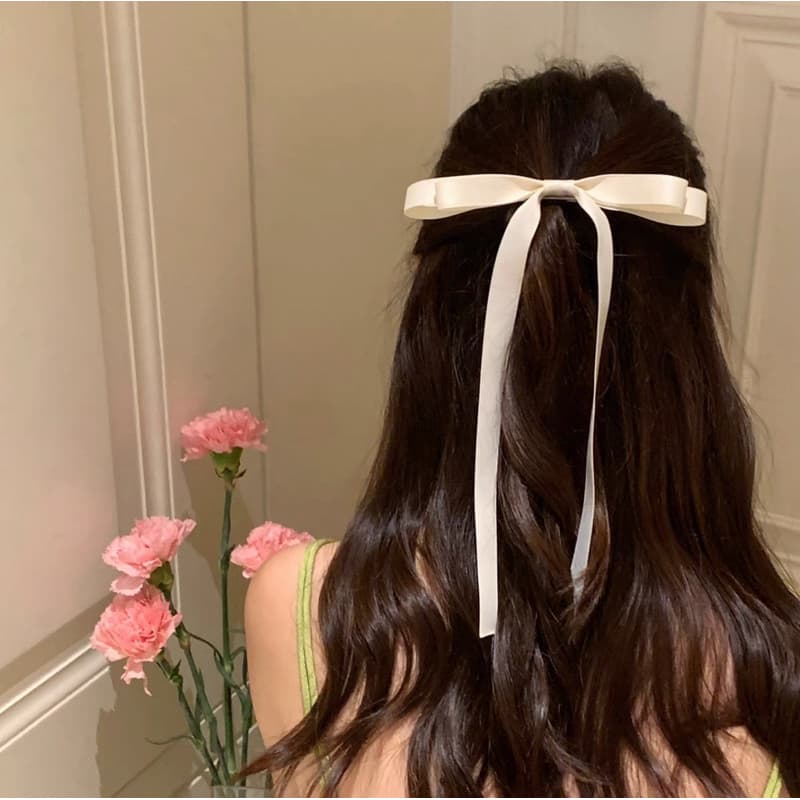 Presilha de cabelo de laço vintage para feminino e adolescente cor sólida, acessório de bico de pato