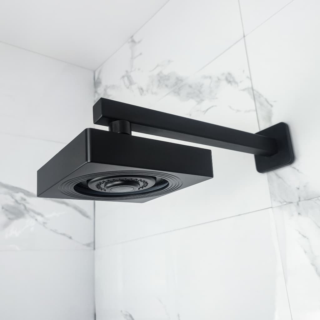 Chuveiro Ducha Limpeza Automática Quadrado Preto Fosco Articulável Solar ou Gás Metal Luxo