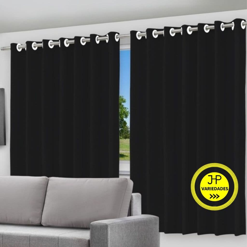 Cortina Corta Luz Blackout Preto - 280x220cm - c/ alça p/ varão