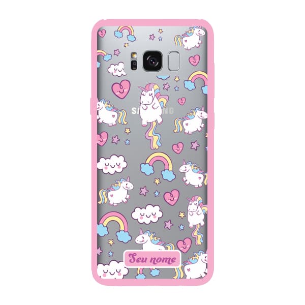 Capinha para Samsung S8 Anti Impacto Personalizada - Unicórnio com nome e fundo transparente