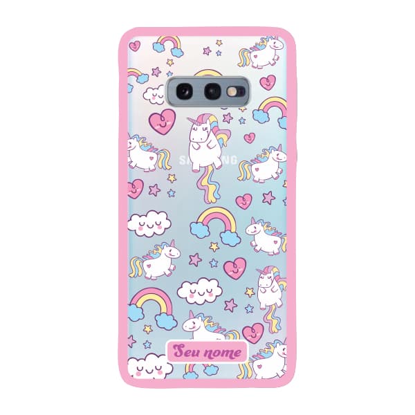 Capinha para Samsung S10e Anti Impacto Personalizada - Unicórnio com nome e fundo transparente