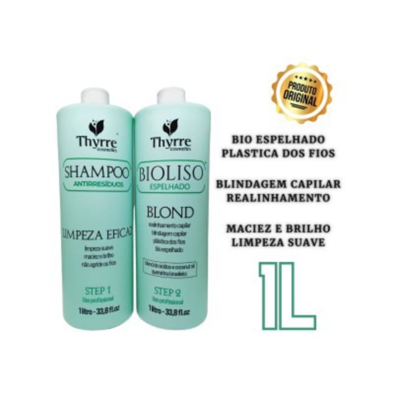 Kit Selagem Térmica Orgânica Bio Liso Thyrre 2x1L Sem Formol Alisamento