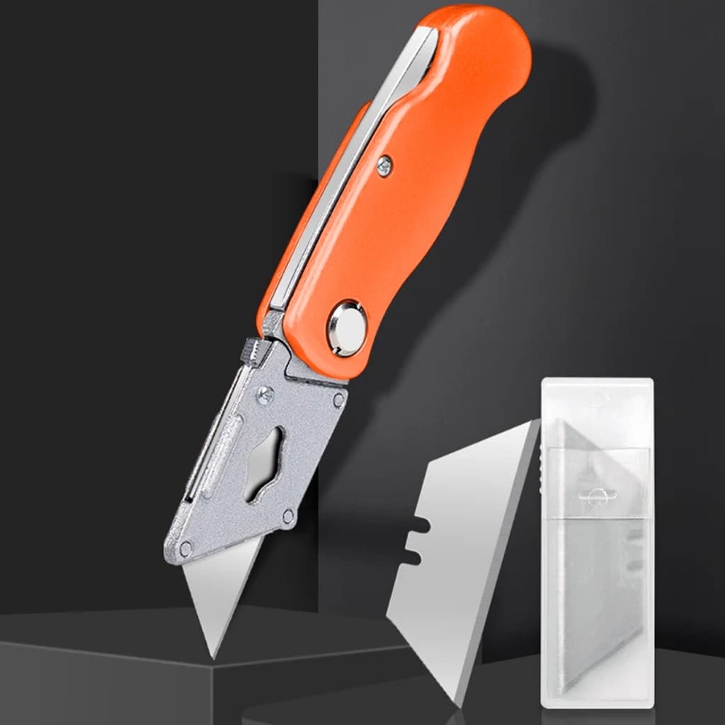 Estilete Profissional Dobrável Trapezoidal 18mm Reforçado 5 Lâminas Extras Alta Resistência