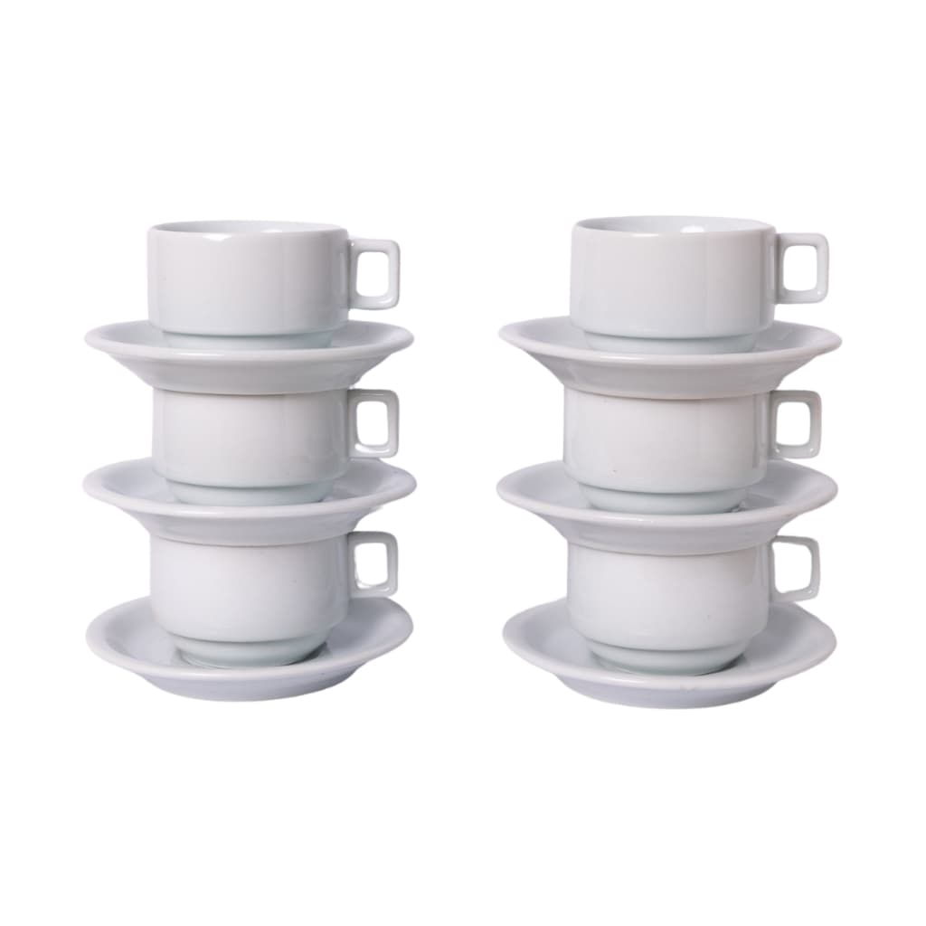 Kit 6 Xícaras de Chá com Pires 200ml em Porcelana - Saldo de Fabrica