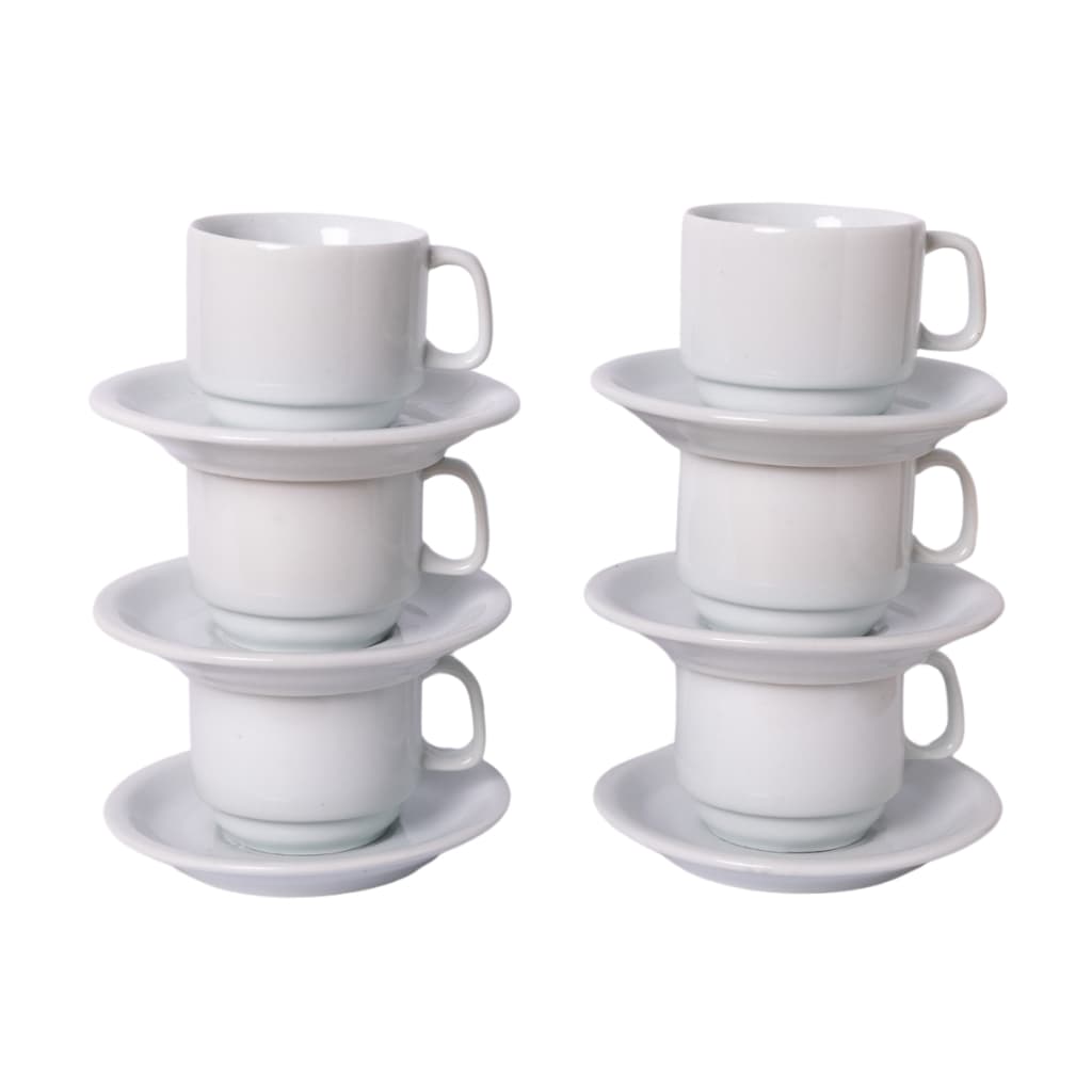 Kit 6 Xícaras de Chá com Pires 210ml em Porcelana - Saldo de Fábrica