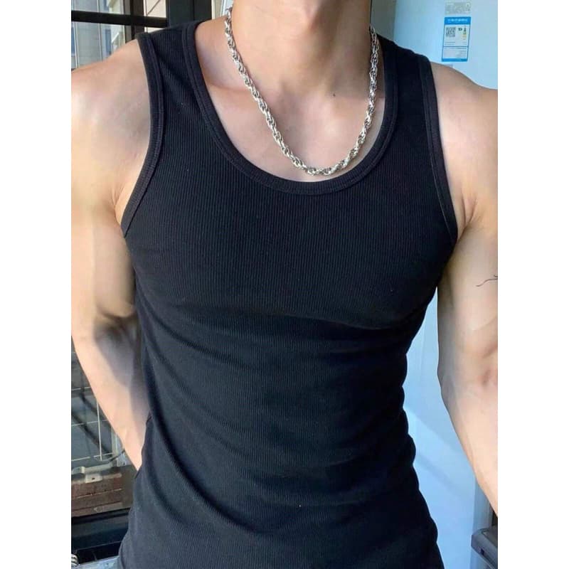Regata Masculina estilo Americana malha Canelada fitness