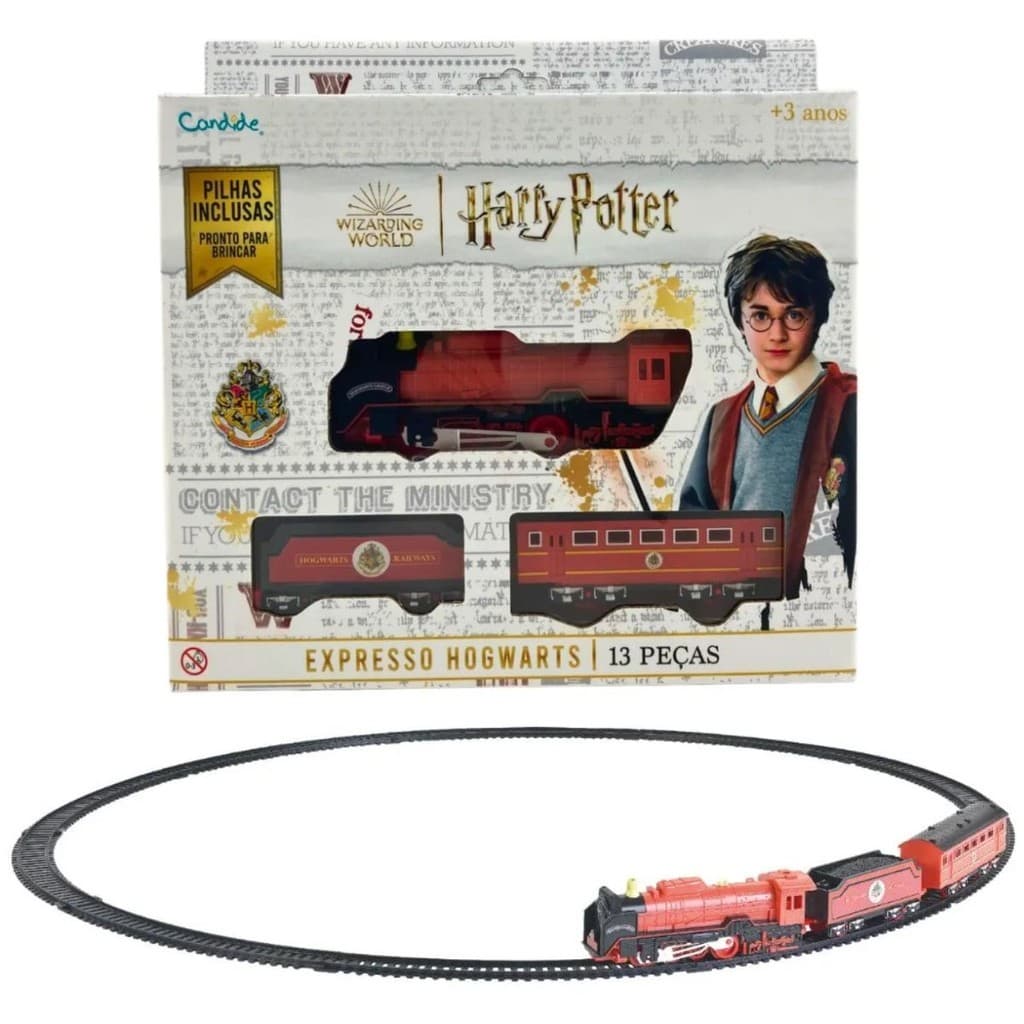 Ferrovia Harry Potter - 13 Peças + Pilhas - Trem Harry Potter + Trilhos - Candide