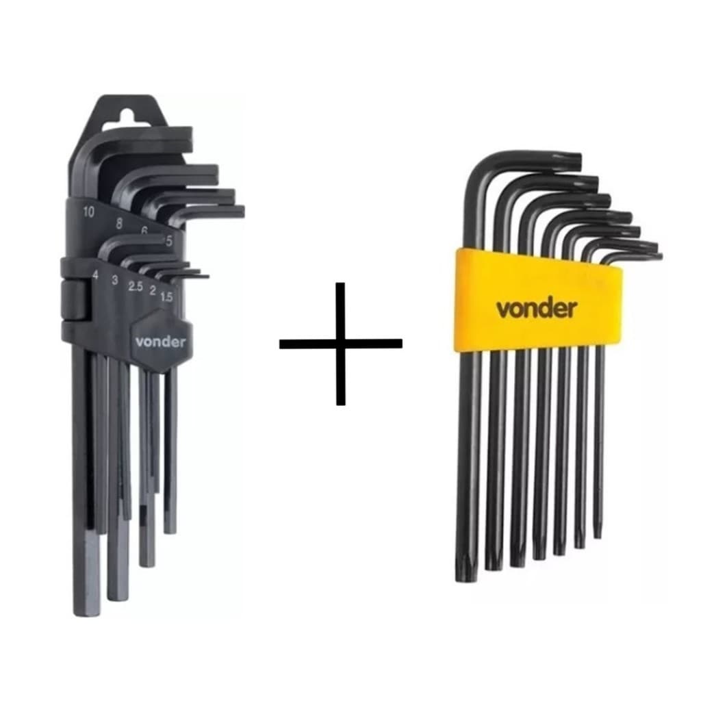 Super Kit Chave Allen 1,5 A 10mm + Chave Torx T10 A T40 Vonder