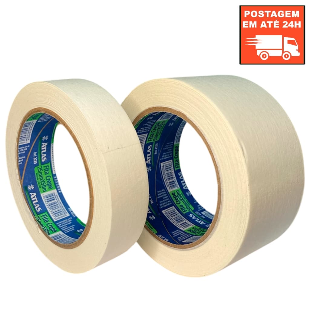 Fita Crepe Branca ATLAS 25mm X 50M / 50mm X 50M
