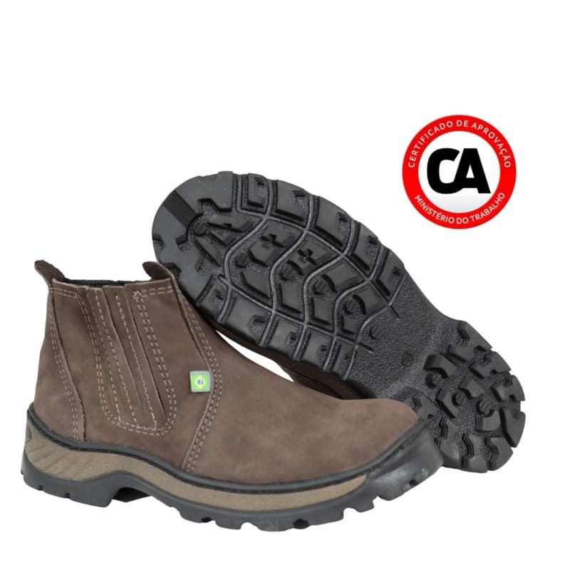 Bota Botina De Elástico Segurança Couro Legítimo com C.A. Adventure Café