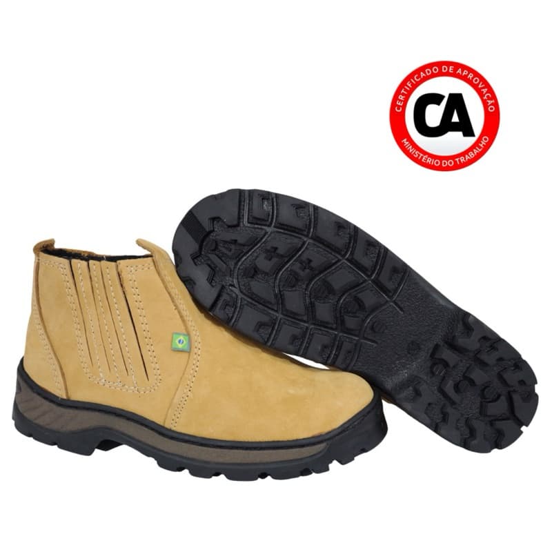 Bota Botina De Elástico Segurança Couro Legítimo com C.A. Adventure Castor