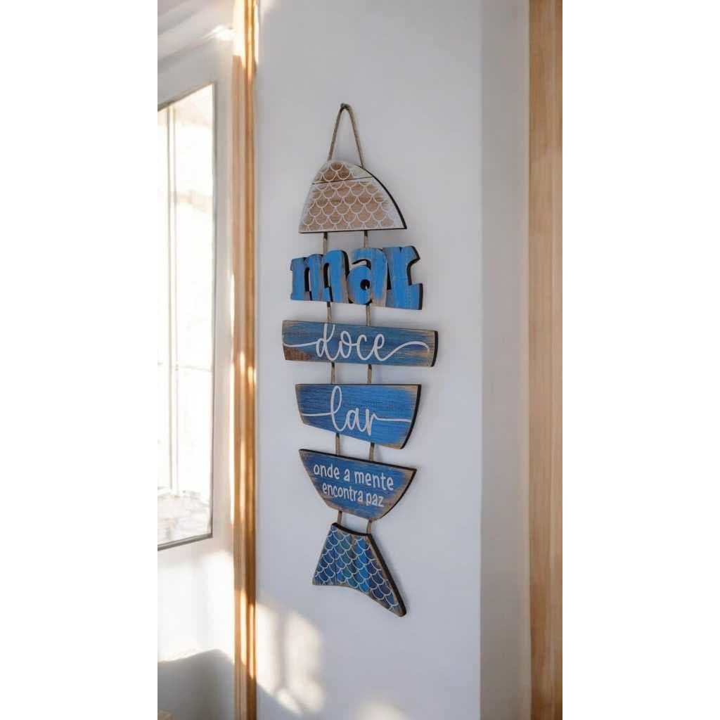 Placa Decorativa Mar Doce Lar Paz - Praia Decoração Enfeite Verão Em MDF