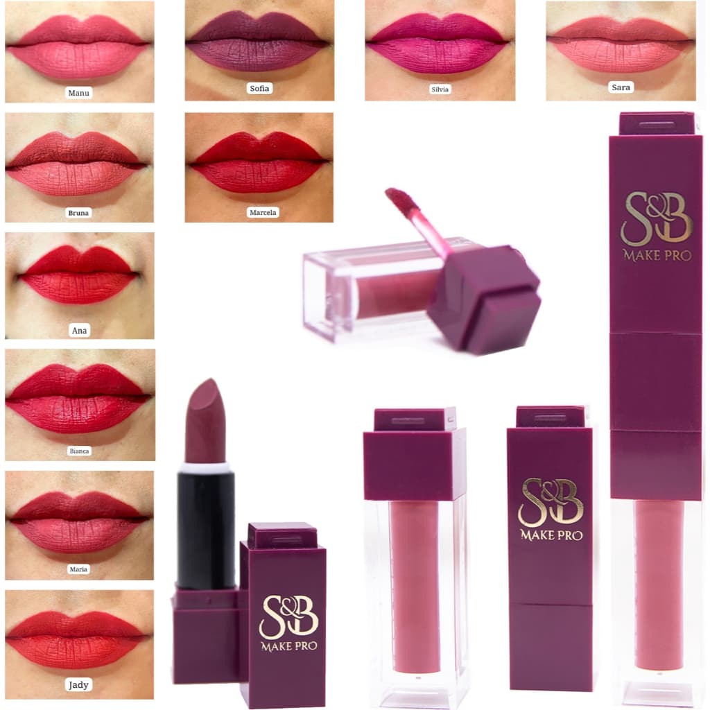 Batom Duplo Duo Matte Nude 2 em 1 Alta Qualidade S&B Make