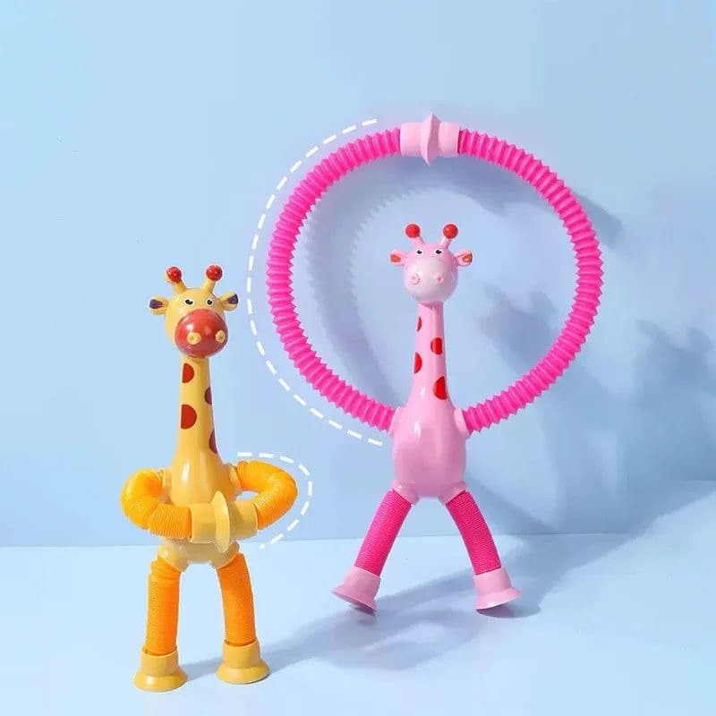 Brinquedo Infantil Girafa Pop Tubo Led Kit 4Un Sucker Girafa Que Estica E Gruda Anti Stress/Não Contém Peças Pequenasil