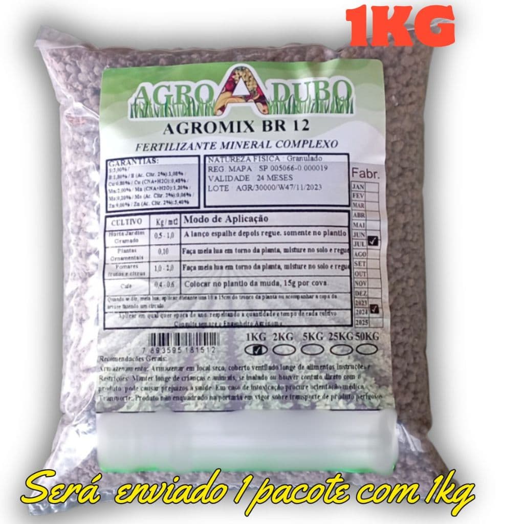 Fertili. 1kg Fte Br 12 Micronutriente - S - B -Cu - Mn - Mo - Zn