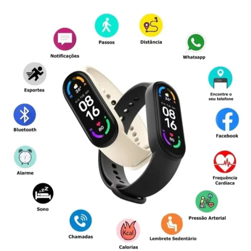 Relógio inteligente Smartband Bluetooth M6 M7 M8 resistente a água/Smartwatch Esportivo MI M6