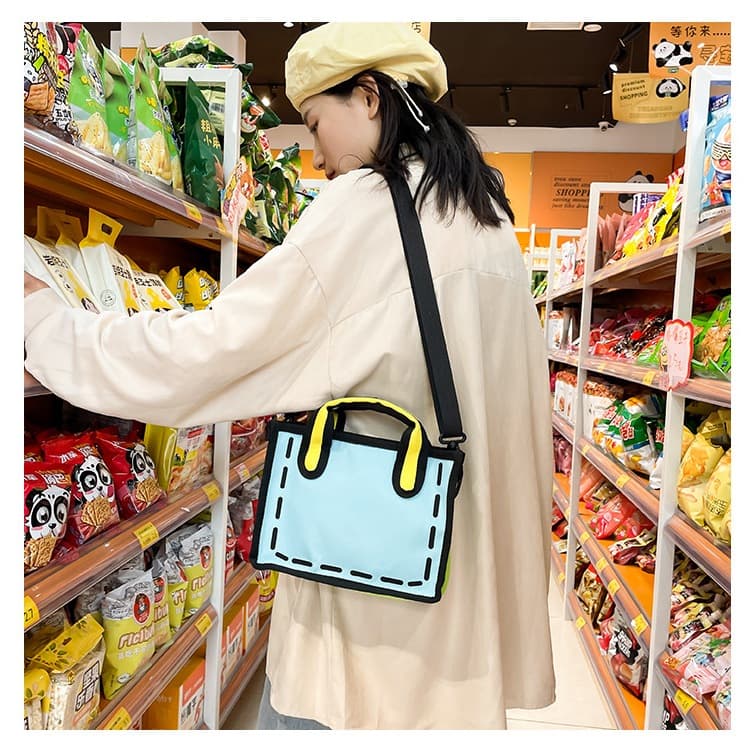 Bolsa quadrada 2D ombro lateral cartoon
