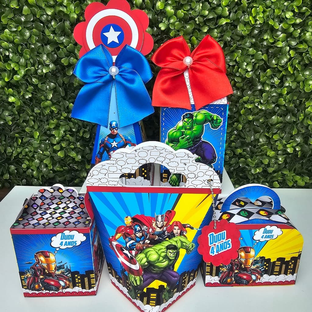 Kit Caixa Montada HERÓIS VINGADORES - Personalizados - Festa infantil - Aniversário - Lembrancinha