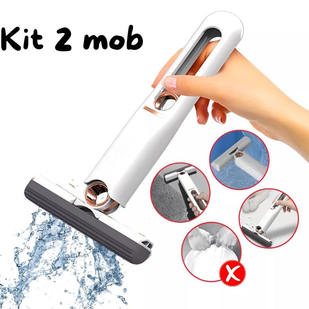 KIT 2 Mini mob/rodo Magico limpa e seca, rodinho de pia cozinha retratil