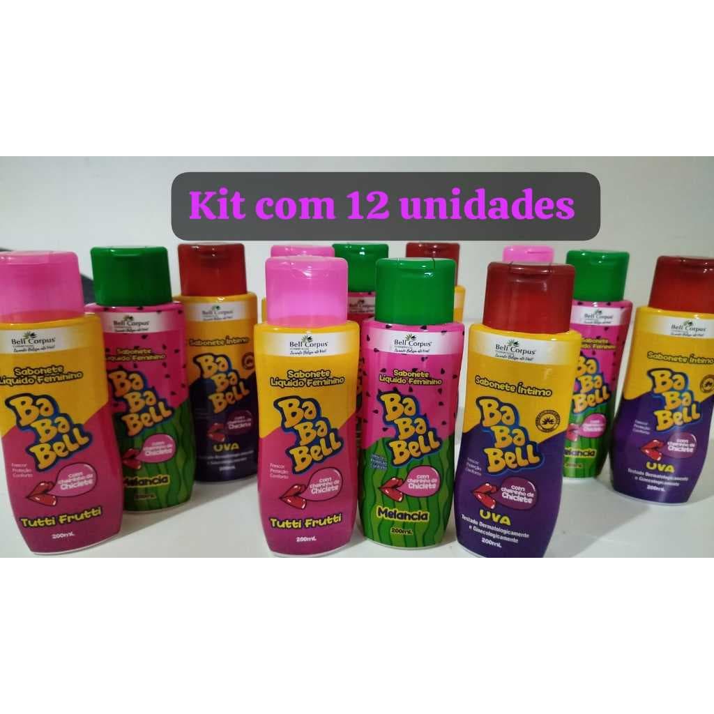 Kit 12 Sab Líquido Íntimo Bababell Tutti Frutti + Uva + Melancia - 200ml -  ORIGINAL Bell Corpus