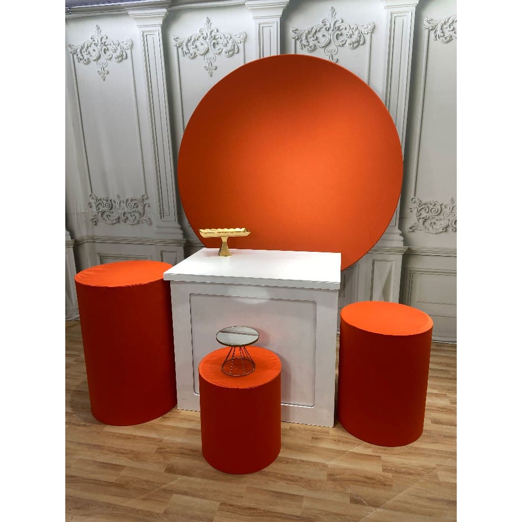 Kit Capas Lisas Sublimadas  para Painel Redondo + Capas Cilindros de Festa Diversas Cores