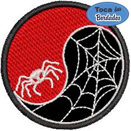 Patch Bordado Aranha Yin Yang  - 6x6 cm - Cód.2949