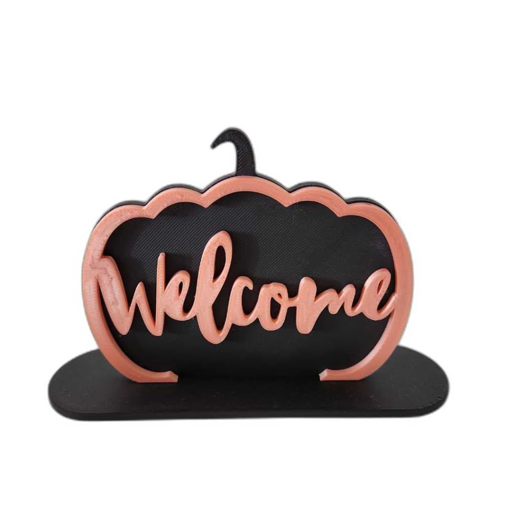 Letreiro "Welcome" em Formato de Abóbora - Halloween