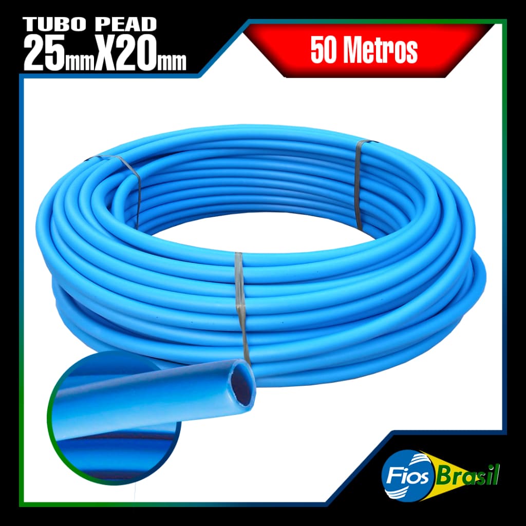 50 Metros, Tubo Mangueira d'agua PEAD 1mpa, 25mmx20mm padrão Copasa, Sabesp, etc. Saneamento básico.