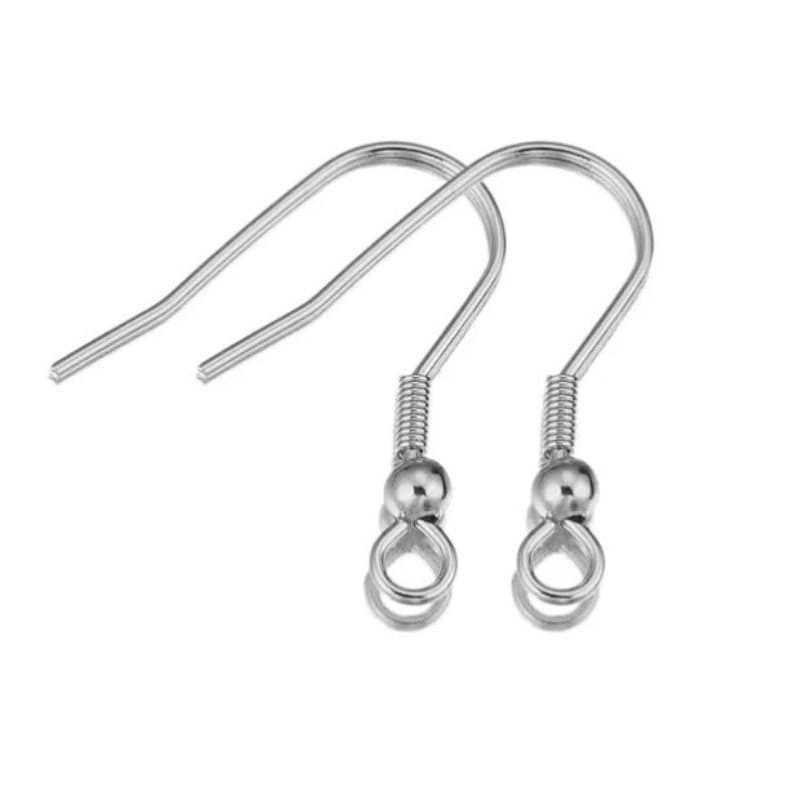 Brinco Prata Anzol 100un Gancho Para Biju Artesanato 18mm