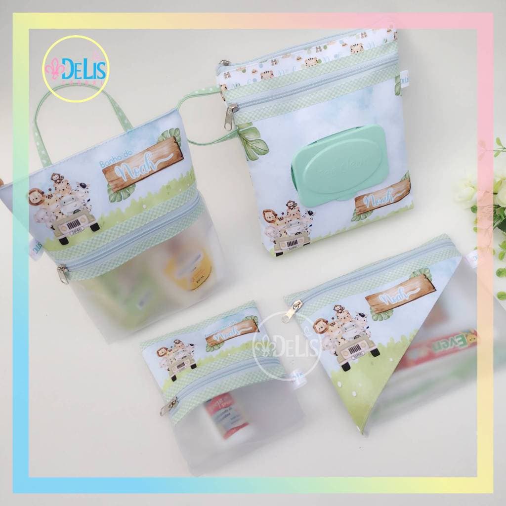 Kit 4 necessaires organizadoras de higiene - Personalizado - Temas disponíveis nas fotos