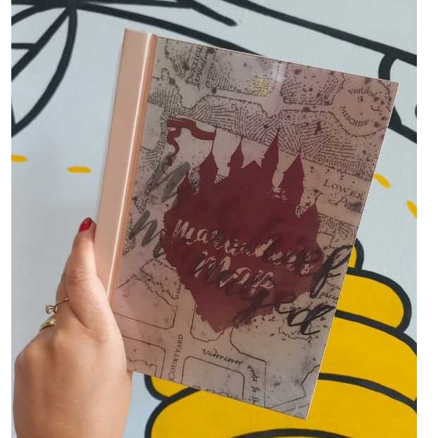 CADERNO MAPA DO MAROTO COM CANETA VARINHA HARRY POTTER ANOTAÇÕES