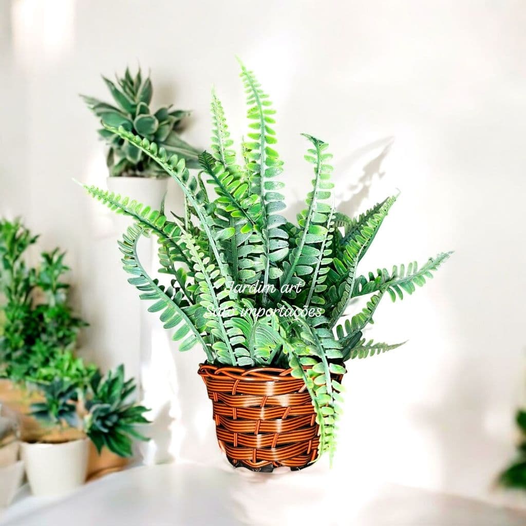 4 Samambaias Artificial Verde arbusto Luxo: Textura e Realismo para Sua Casa