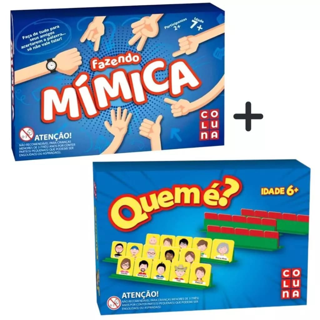 Kit Jogo Jogo Quem é? (Estilo Cara a Cara) + Jogo Fazendo Mimica - Jogos de Adivinhação Jogos para toda família