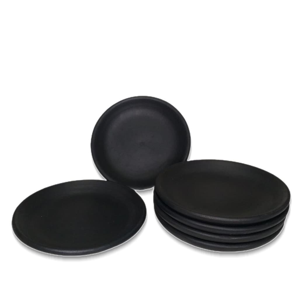 Jogo de Prato de Barro Preto Capixaba 25cm - 6 PEÇAS