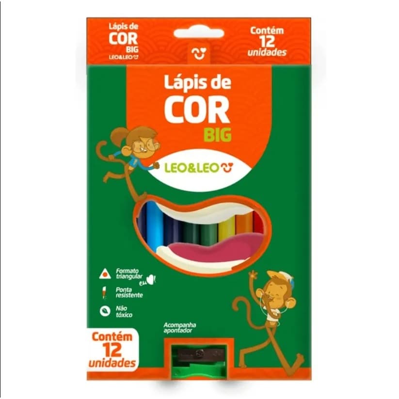 Lápis de Cor Big Jumbo Leo & Leo 12 Cores + Apontador
