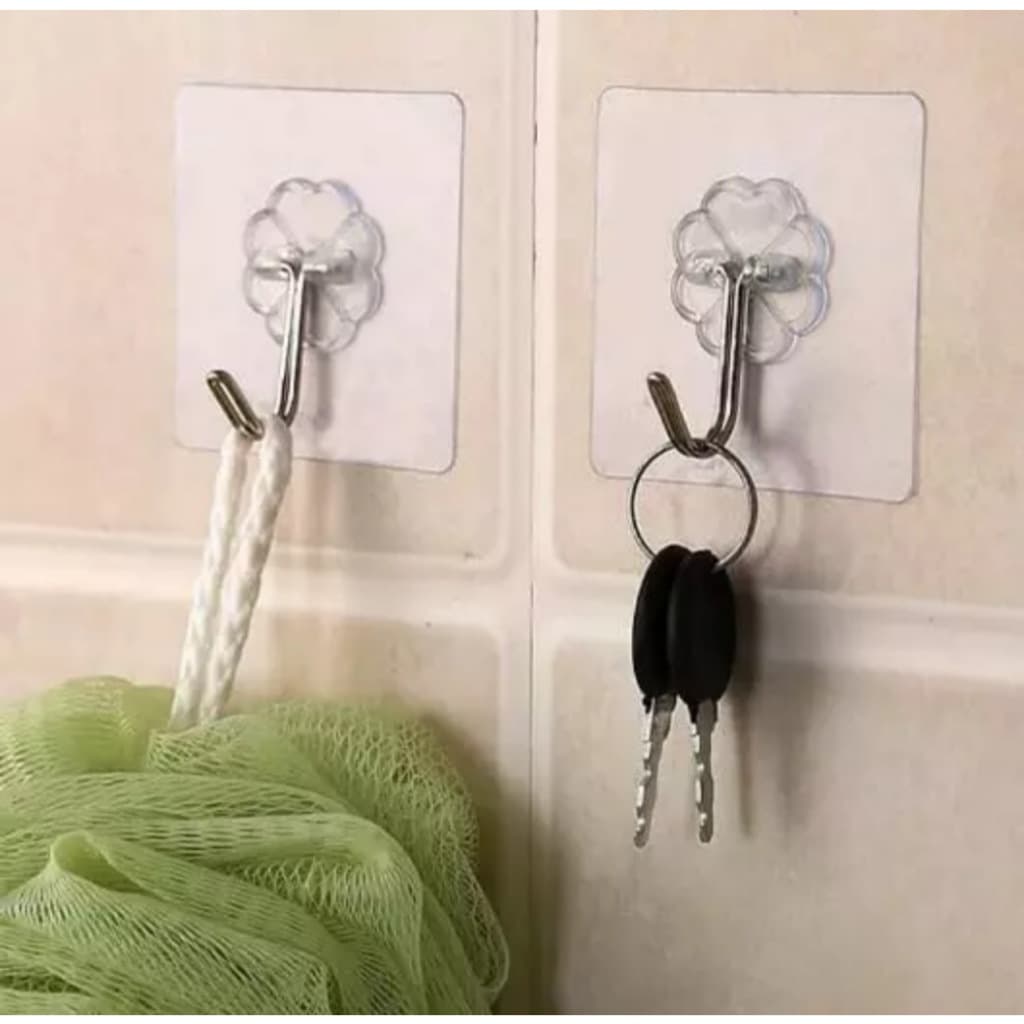 KIT Gancho Adesivo Parede Multi Funcional Autocolante Casa Cozinha Quarto Banheiro Organizado -Transparente