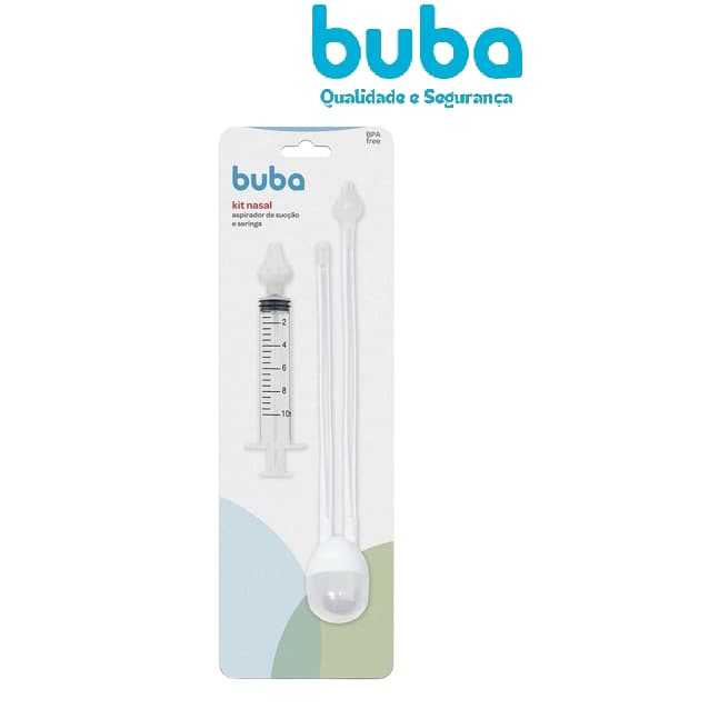Kit Aspirador Nasal com Sucção e Seringa Lavador Nasal Para Bebê Buba